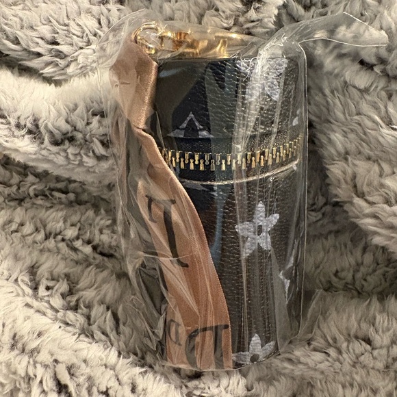 Luxury Leather Lipstick Bag Charm Key Chain with Silk Scarf - Picture 11 of 15